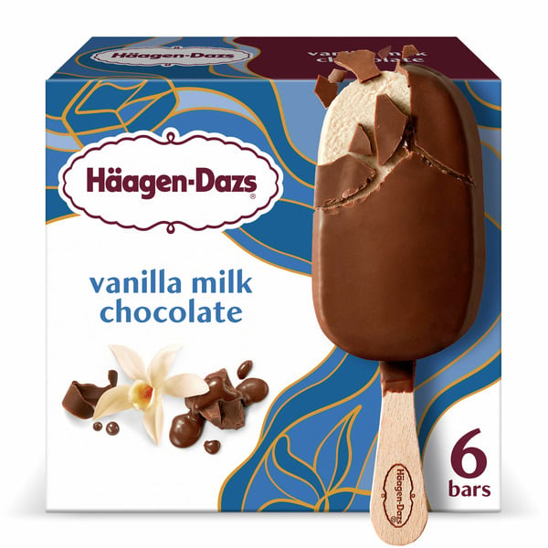 Frozen Dessert & Novelties Haagen-Dazs Vanilla Milk Chocolate Ice Cream Snack Bars hero