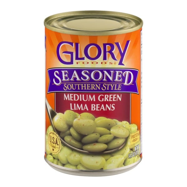 Canned Meals & Beans Glory Foods Seasoned Medium Green Lima Beans hero