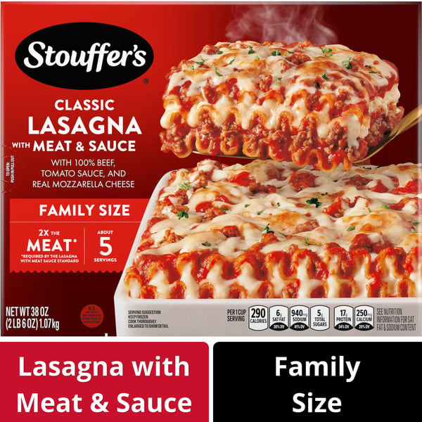 Frozen Meals Stouffer's Family Size Lasagna With Meat And Sauce Frozen Entrée hero