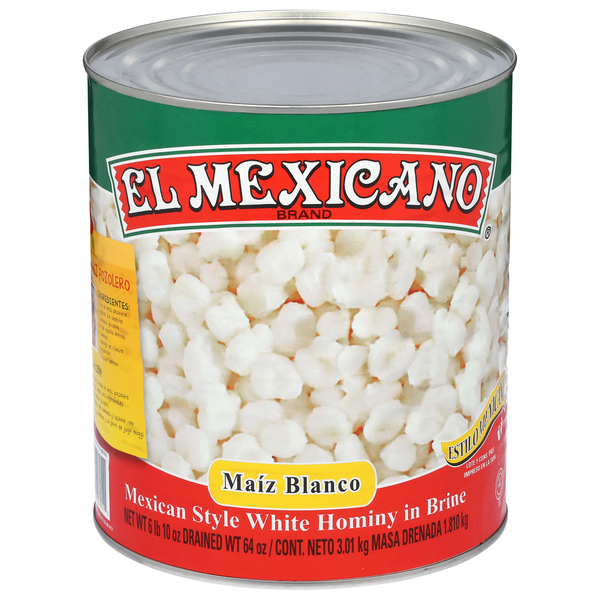 Latino Foods El Mexicano White Hominy, in Brine, Mexican Style hero