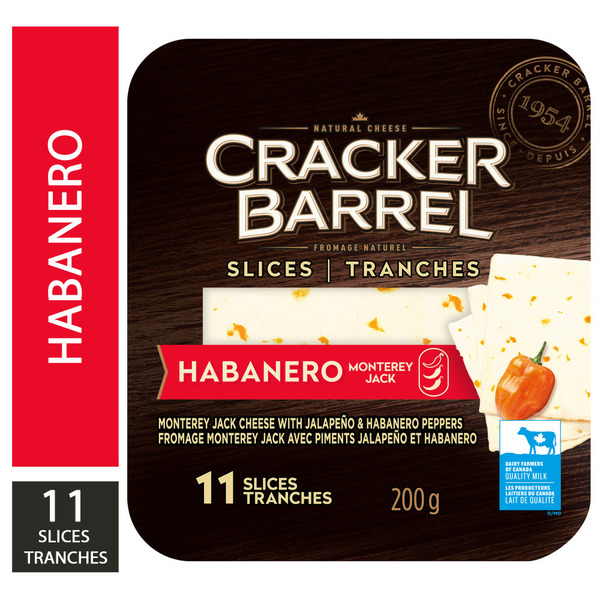 Packaged Cheese Cracker Barrel Habanero Monterey Jack Cheese Slices, hero