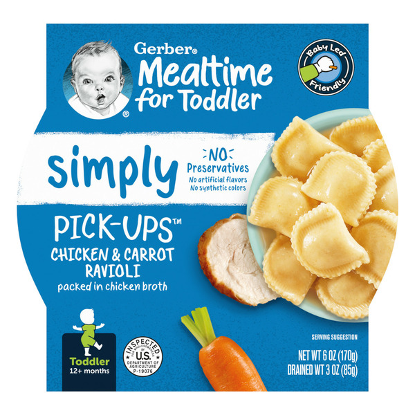 Baby Food & Formula Gerber Pick-Ups Chicken And Carrot Ravioli In Chicken Broth Toddler Meal hero