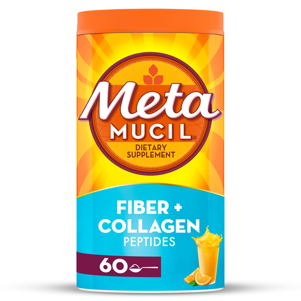 Vitamins & Supplements Metamucil Daily Fiber + Collagen, Plant Based Fiber, 90 Doses Orange Flavored Powder hero