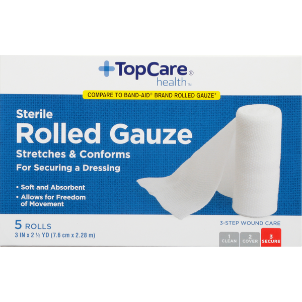 First Aid TopCare Rolled Gauze, Sterile hero