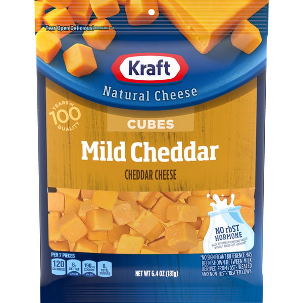 Packaged Cheese Kraft Mild Cheddar Cheese Cubes, oz Bag hero