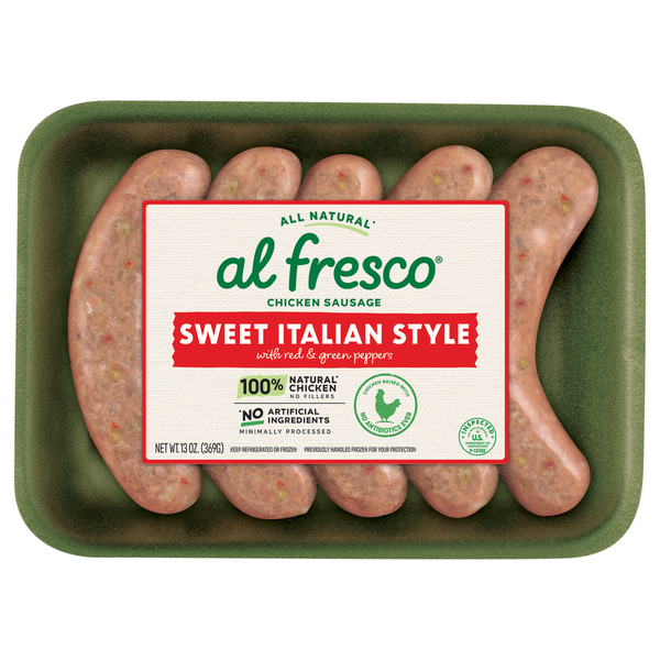 Hot Dogs, Bacon & Sausage al fresco Chicken Sausage, Sweet Italian Style hero