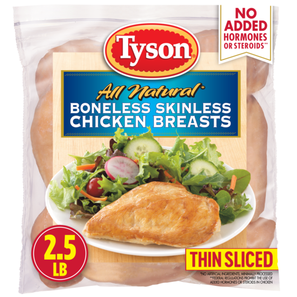 Packaged Poultry Tyson Boneless Skinless Chicken Breasts, 2.5 lb. (Frozen) hero