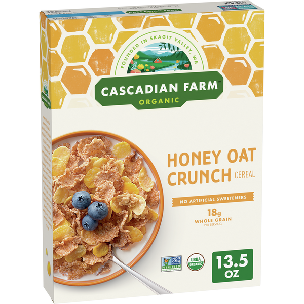 Cereal Cascadian Farm Organic Honey Crunch Oat Cereal hero