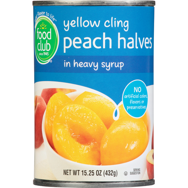 Canned Fruit & Applesauce Food Club Peach Halves in Heavy Syrup, Yellow Cling hero