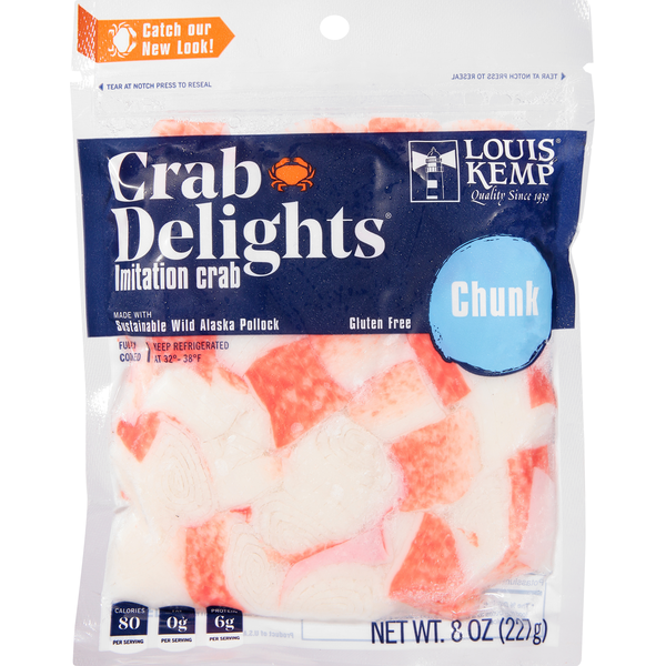 Packaged Seafood Louis Kemp Crab Delights Imitation Crab, Chunk hero