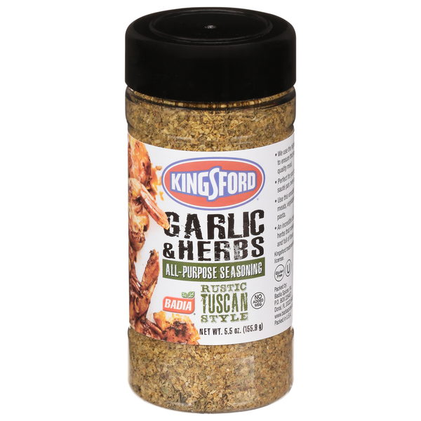 Spices & Seasonings Kingsford All-Purpose Seasoning, Garlic & Herbs, Rustic Tuscan Style hero