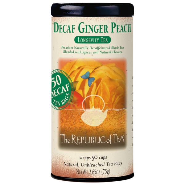 Tea The Republic of Tea Decaf Ginger Peach Black Tea Bags hero