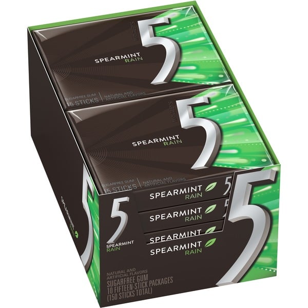 Mint & Gum Wrigley . 5's Sugarfree Gum, Rain Tingling Spearmint hero