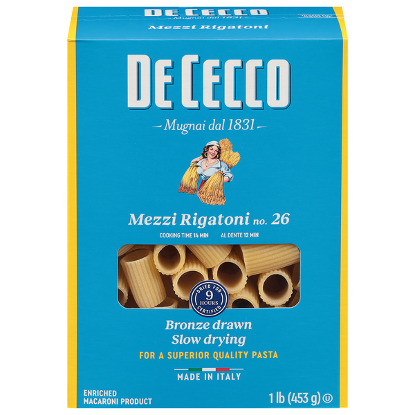 Dry Pasta De Cecco Mezzi Rigatoni, No. 26 hero