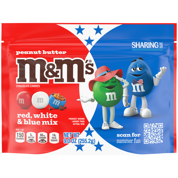 Candy & Chocolate M&M's Peanut Butter Milk Chocolate Red White & Blue Patriotic Candy Sharing Size hero