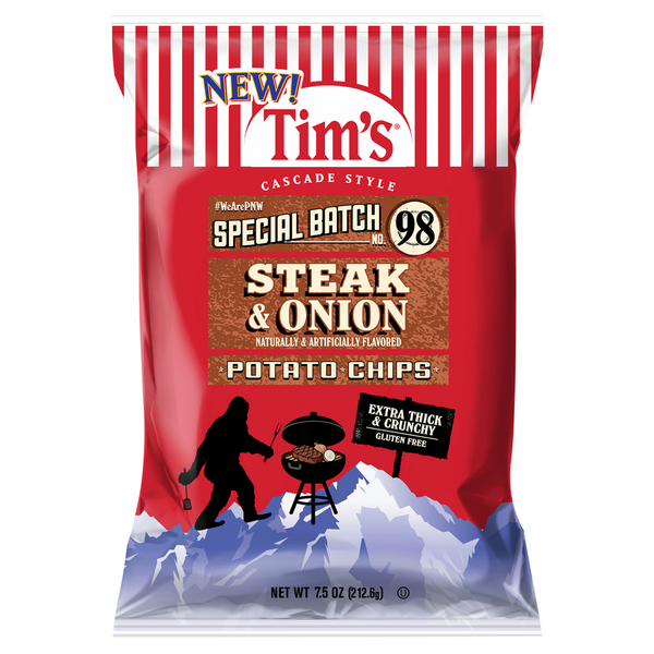 Chips & Pretzels Tim's  Potato Chips, Steak & Onion, Cascade Style hero