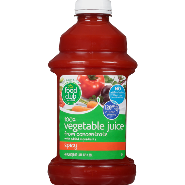 Juice & Nectars Food Club 100% Vegetable Juice, from Concentrate, Spicy hero