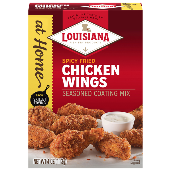 Spices & Seasonings Louisiana Fish Fry Products Seasoned Coating Mix, Chicken Wings, Spicy Fried hero