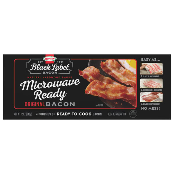 Hot Dogs, Bacon & Sausage Hormel Black Label Microwave Ready Bacon hero