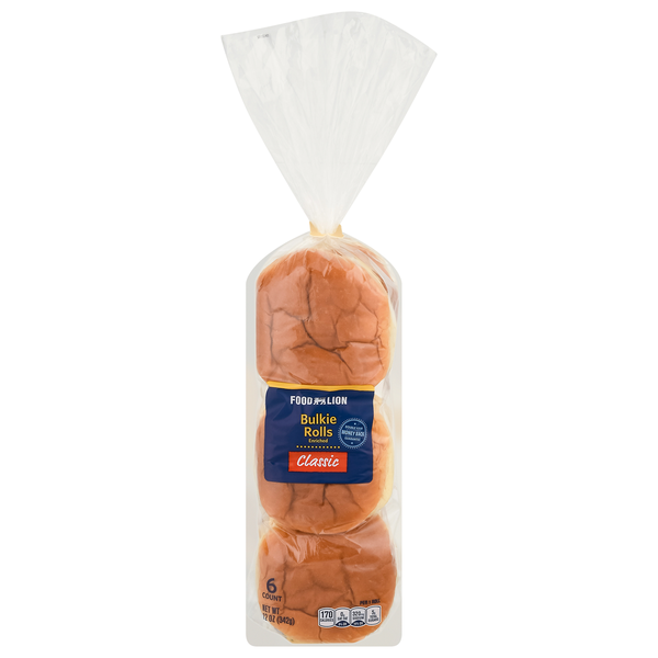 Bakery Bread & Rolls Food Lion Bulkie Rolls, Enriched, Classic hero