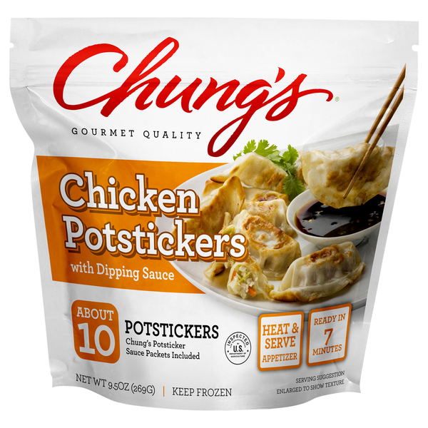 Frozen Meat & Seafood Chung's Potstickers, Chicken hero