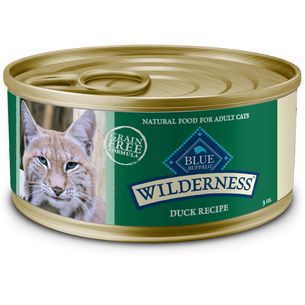 Cat Food Blue Buffalo Wilderness High Protein Grain Free, Natural Adult Pate Wet Cat Food, Duck hero