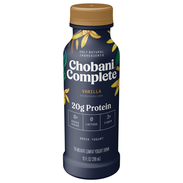 Protein & Meal Replacements Chobani Yogurt Drink, Greek, 1% Milkfat, Lowfat, Vanilla hero