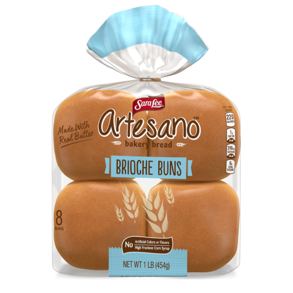 Packaged Bread Sara Lee Artesano, 8 count, Brioche Buns hero