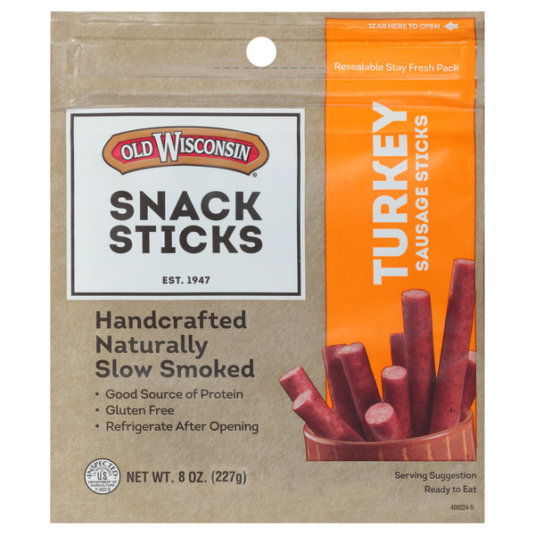 Lunch Meat Old Wisconsin Snack Sticks, Turkey hero