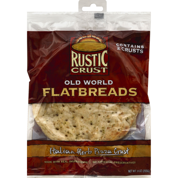 Breads Rustic Crust Flatbreads, Old World, Italian Herb Pizza Crust hero