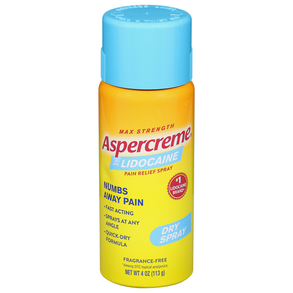 Hair Care Aspercreme Pain Relief Spray, with 4% Lidocaine, Max Strength, Dry Spray hero