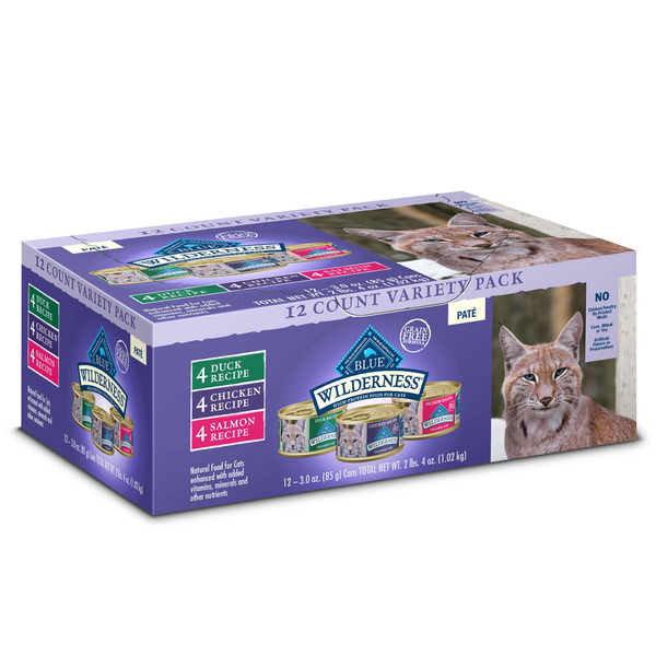 Cat Food & Care Blue Buffalo Wilderness High Protein Pate Wet Cat Food,, Chicken, Salmon & Duck Variety Pack hero