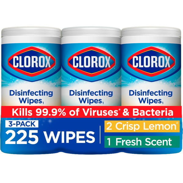 Cleaning Products Clorox Disinfecting Wipes, Crisp Lemon/Fresh Scent, 3 Pack hero