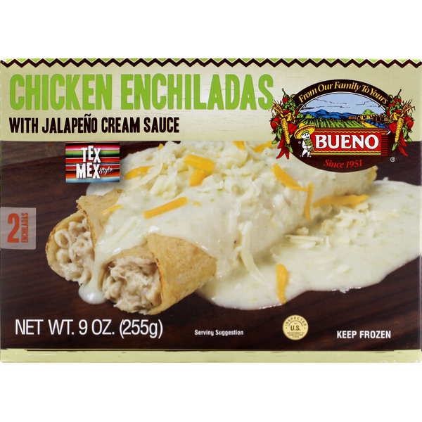 Frozen Meat & Seafood Bueno Foods Enchiladas, Chicken with Jalapeno Cream Sauce, Tex Mex Style hero