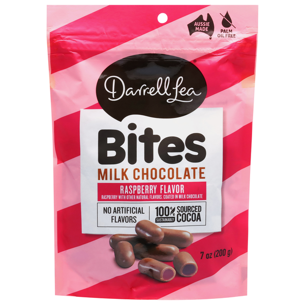 Darrell Lea Milk Chocolate, Raspberry Flavor, Bites hero