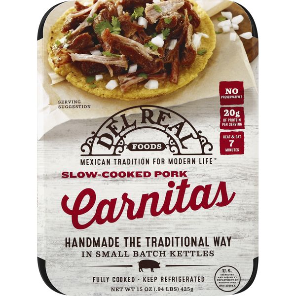 Packaged Meat Del Real Slow-Cooked Pork Carnitas hero