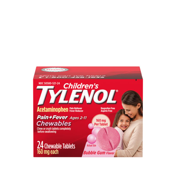 Cold, Flu & Allergy TYLENOL Chewables, 160 Mg Acetaminophen, Bubble Gum hero