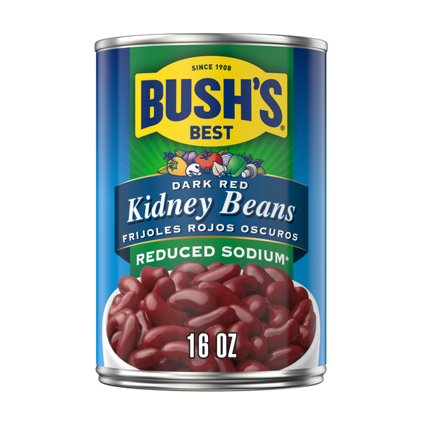 Canned Meat, Seafood & Beans Bush's Best Reduced Sodium Dark Red Kidney Beans hero