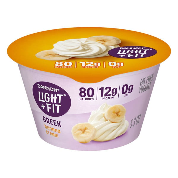 Yogurt Dannon Light + Fit Banana Cream Greek Fat Free Yogurt Cup hero