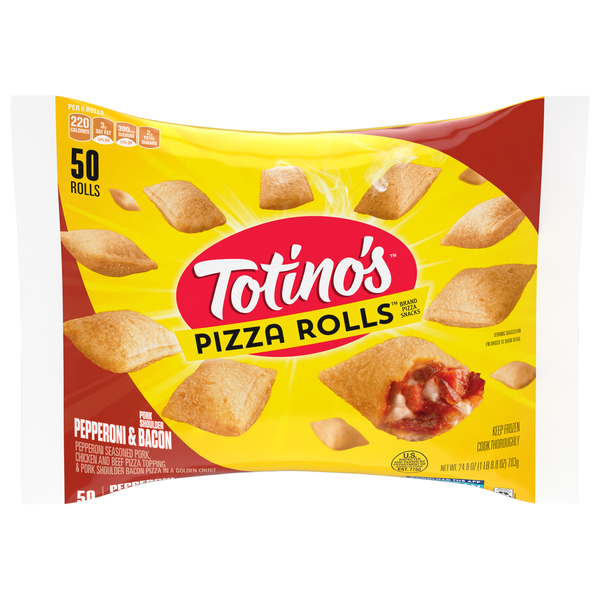 Frozen Appetizers & Sides Totino's Pizza Rolls, Pepperoni & Bacon hero