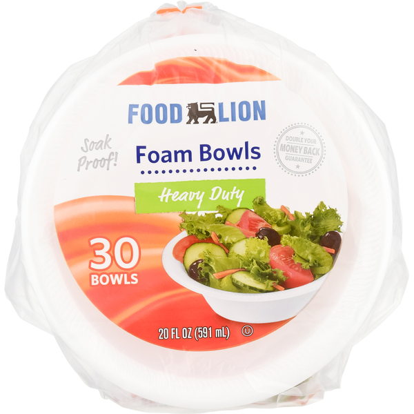 Plates, Bowls, Cups & Flatware Food Lion Foam Bowls Heavy Duty 20oz hero