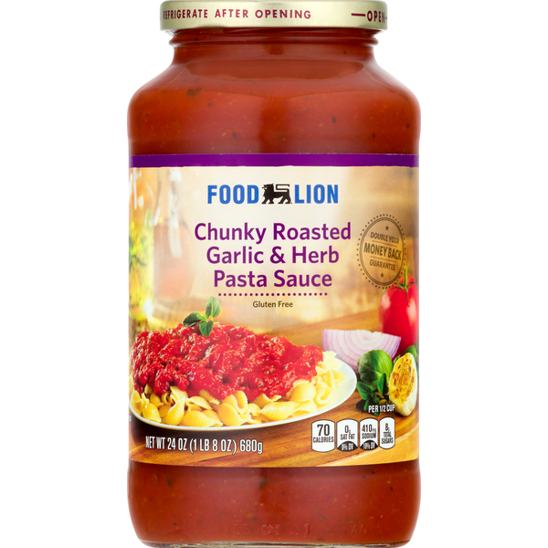 Pasta Sauce Food Lion Pasta Sauce, Chunky Roasted Garlic & Herb hero