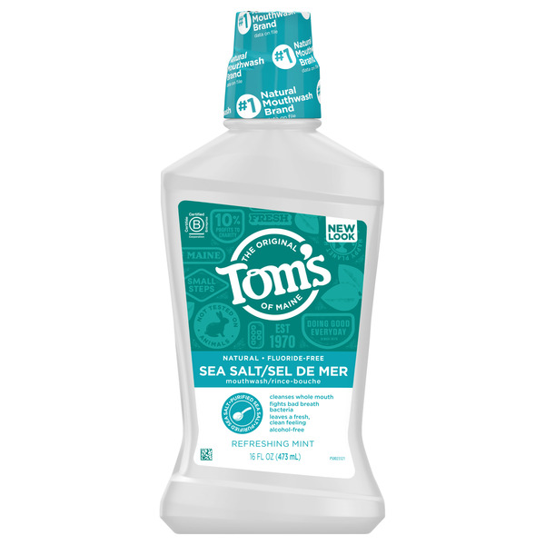 Oral Hygiene Tom's of Maine Natural Alcohol-Free Sea Salt Mouthwash, Refreshing Mint hero