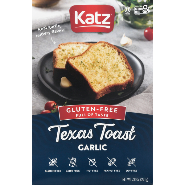 Frozen Breads & Doughs Katz Texas Toast, Gluten-Free, Garlic hero