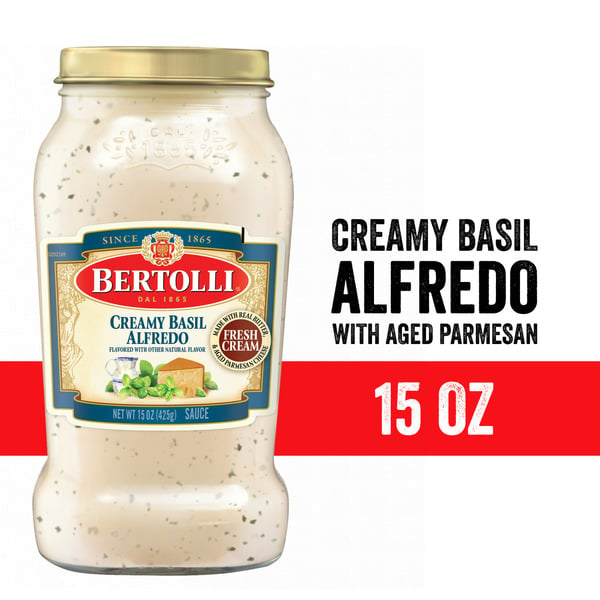 Pasta Sauce Bertolli Creamy Basil Alfredo Sauce hero