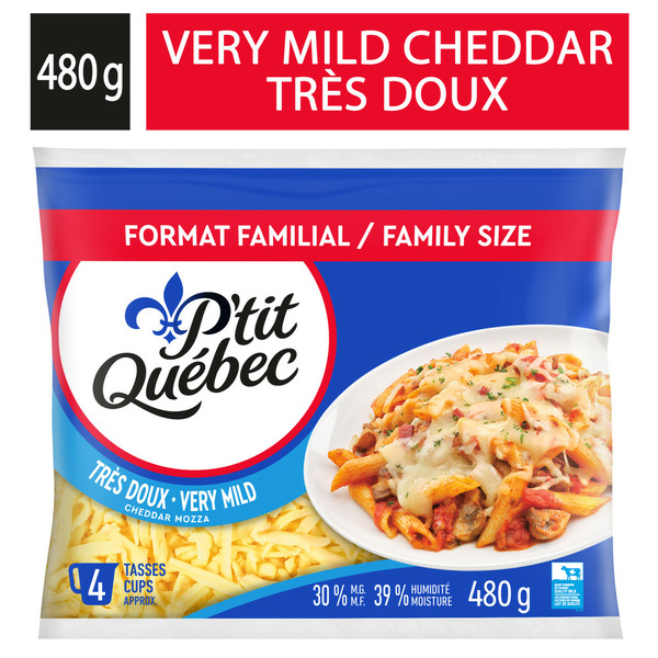 Other Creams & Cheeses P'tit Québec Shredded Very Mild Cheddar Mozzarella Cheese hero