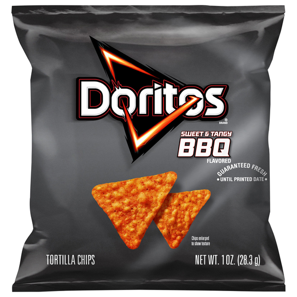 Chips & Pretzels Doritos Tortilla Chips, Sweet & Tangy BBQ Flavored hero