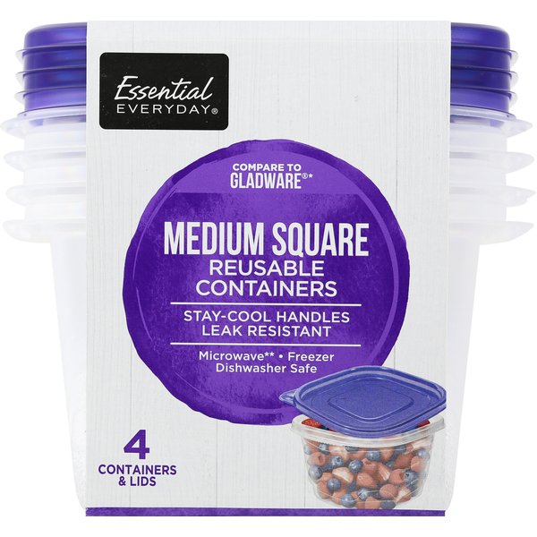 Food Storage Essential Everyday Reusable Containers, Medium Square, 32 Fluid Ounce hero