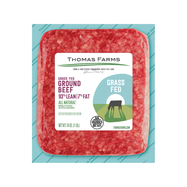 Packaged Meat Thomas Farms Grass Fed Ground Beef, 93% Lean 7% Fat hero