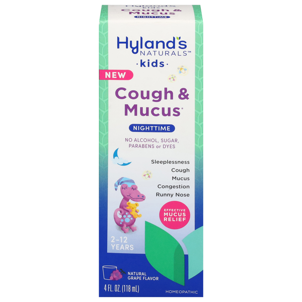 Cold, Flu & Allergy Hyland's Cough & Mucus, Nighttime, Natural Grape Flavor, Kids hero